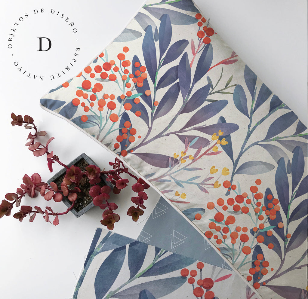 Textiles, Tela, Cojín, Funda Plumón, Piecera, Ropa Cama, Textil, cubre plumón, Genero, Cojines, Manta, Chal, Cubre Cama, Diseño Botanic Violet