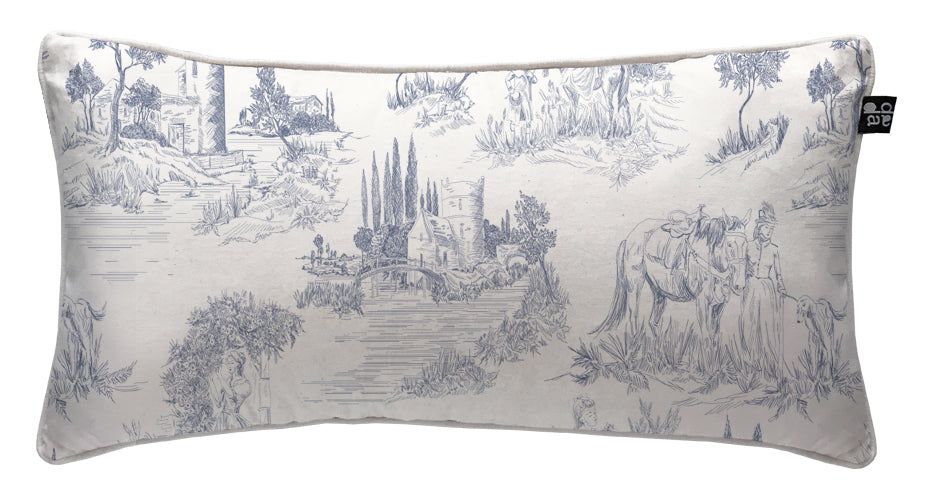 Textiles, Tela, Cojín, Funda Plumón, Piecera, Ropa Cama, Textil, cubre plumón, Genero, Cojines, Manta, Chal, Cubre Cama, Diseño Toile de Jouy Blue