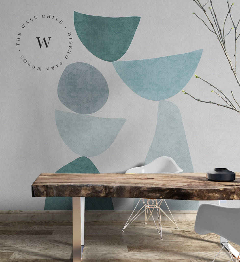 Papel Mural, Papel Pintado, Wallpaper, Mural, Empavonados, Vinilico Autoadhesivo para muros de la marca The Wall, diseño de tendencia Abstractum Blue