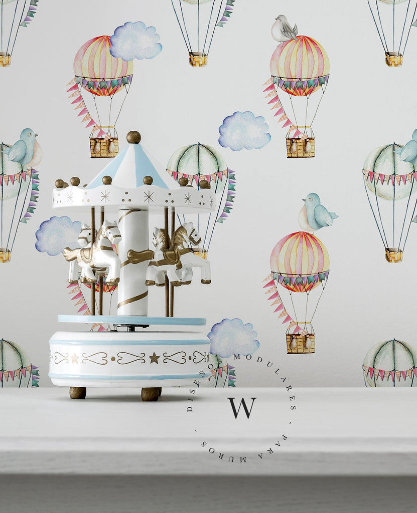 Papel Mural y Vinilico Autoadhesivo para muros de la marca The Wall, diseño de tendencia Air Balloon