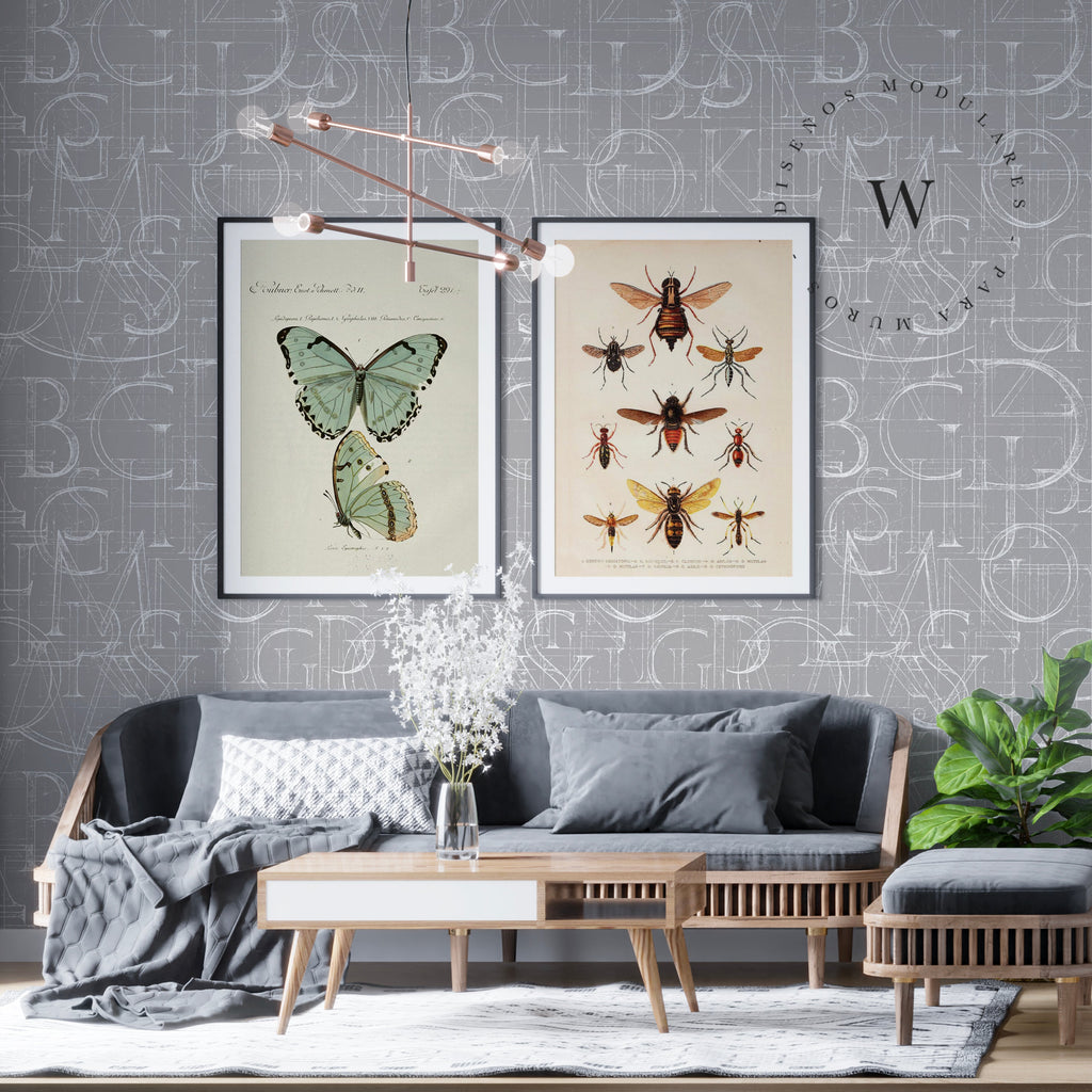 Papel Mural y Vinilico Autoadhesivo para muros de la marca The Wall, diseño de tendencia Alfabet