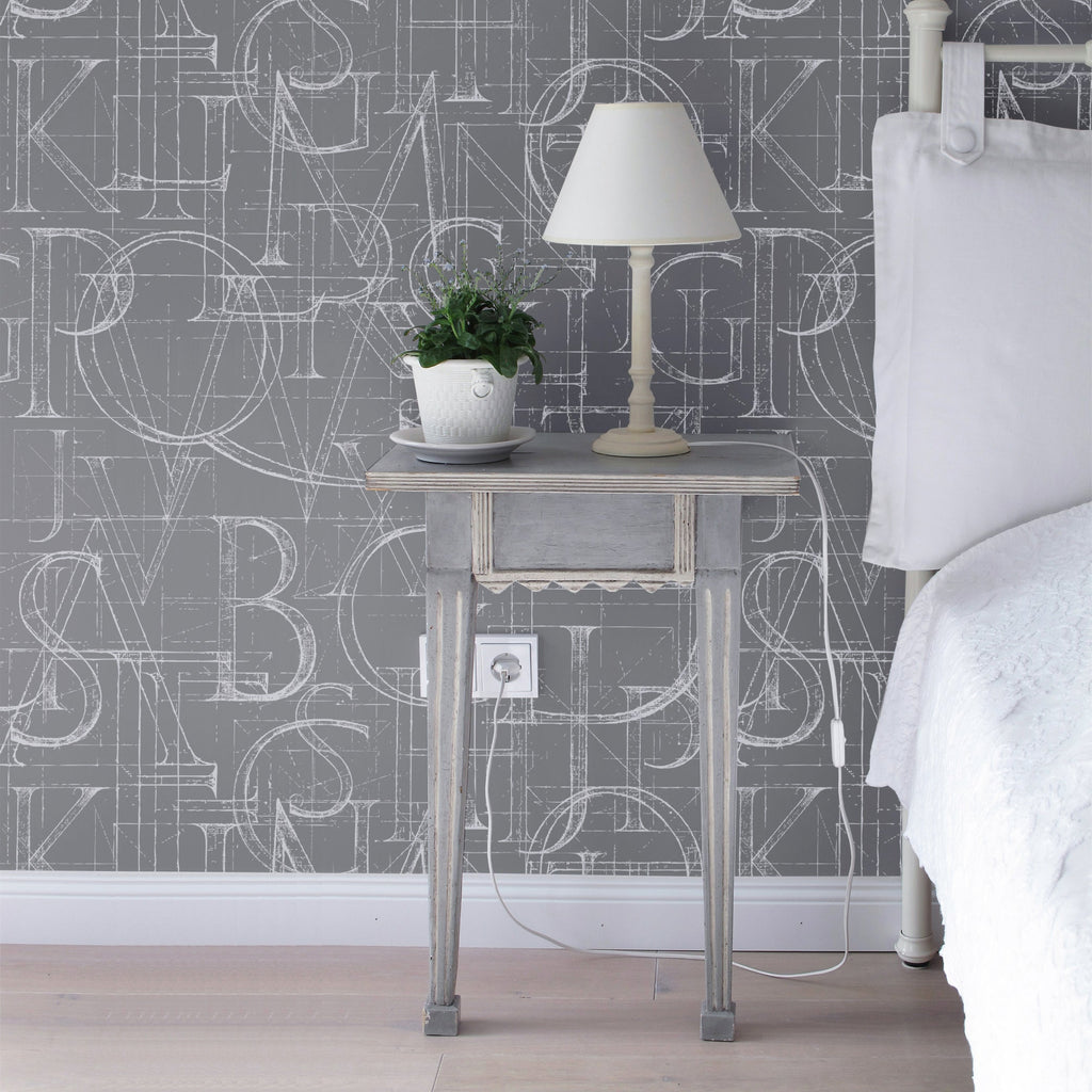 Papel Mural y Vinilico Autoadhesivo para muros de la marca The Wall, diseño de tendencia Alfabet