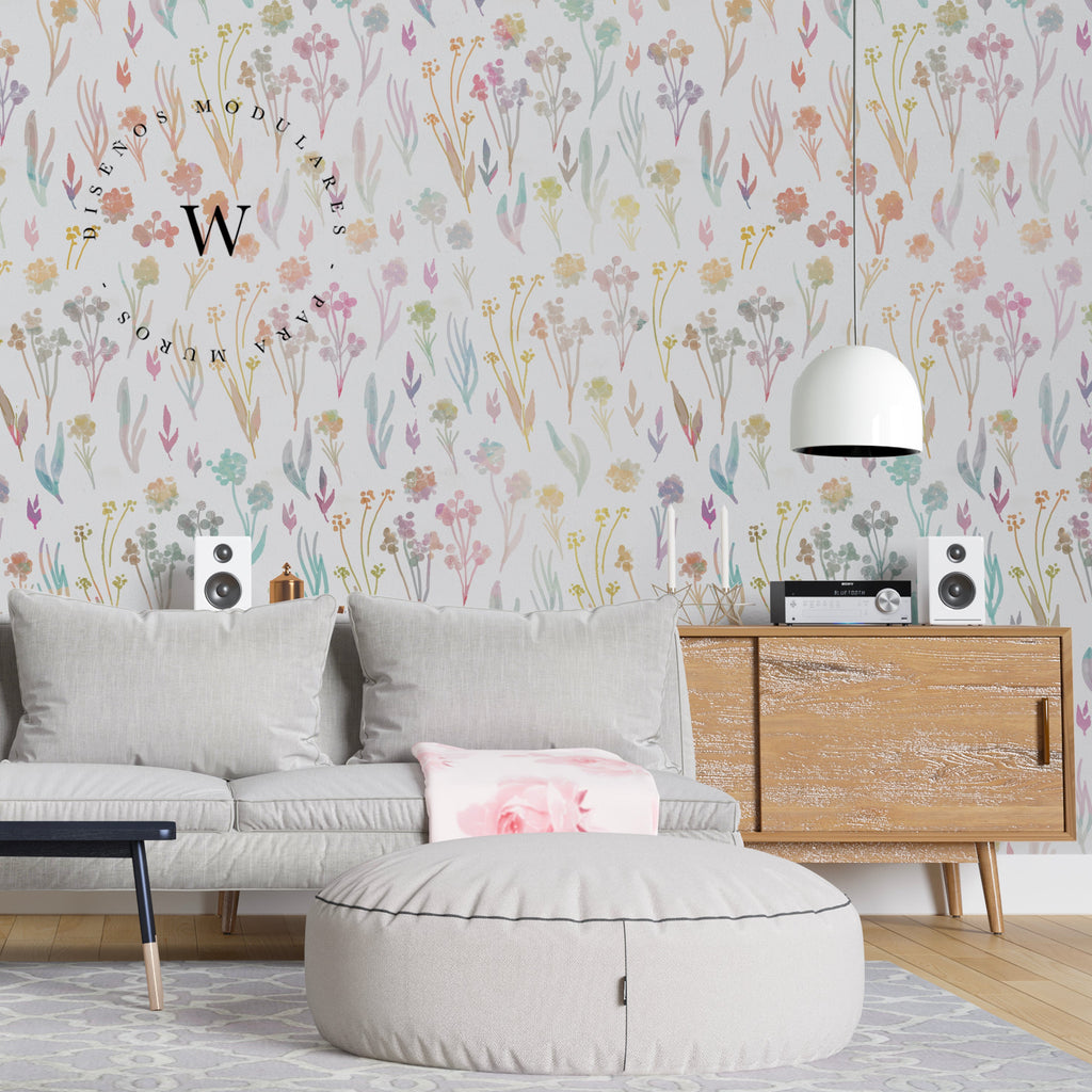 Papel Mural y Vinilico Autoadhesivo para muros de la marca The Wall, diseño de tendencia Aqua Fleur
