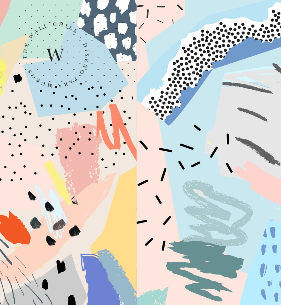 Papel Mural y Vinilico Autoadhesivo para muros de la marca The Wall, diseño de tendencia Art Memphis