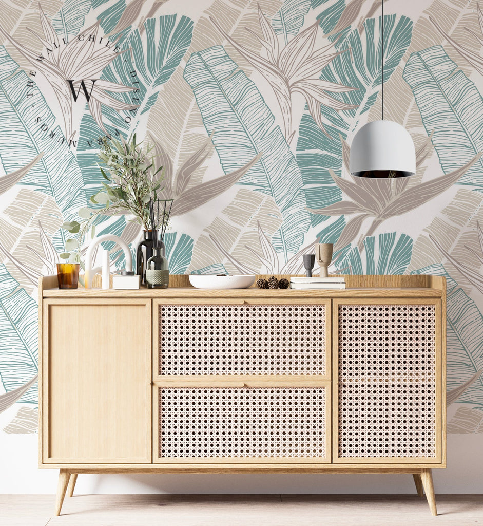 Papel Mural y Vinilico Autoadhesivo para muros de la marca The Wall, diseño de tendencia Banana Leaf