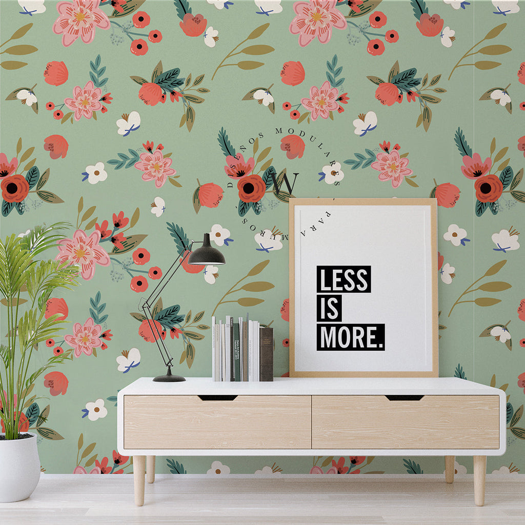 Papel Mural y Vinilico Autoadhesivo para muros de la marca The Wall, diseño de tendencia Beauty Flower