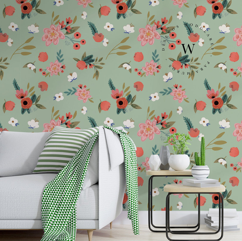 Papel Mural y Vinilico Autoadhesivo para muros de la marca The Wall, diseño de tendencia Beauty Flower