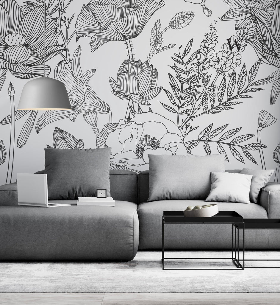 Papel Mural, Papel Pintado, Wallpaper, Mural, Empavonados, Vinilico Autoadhesivo para muros de la marca The Wall, diseño de tendencia Big Garden