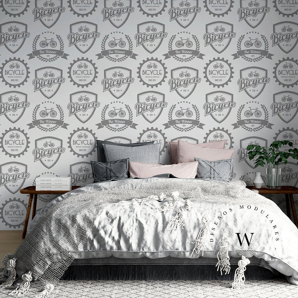 Papel Mural y Vinilico Autoadhesivo para muros de la marca The Wall, diseño de tendencia Bike