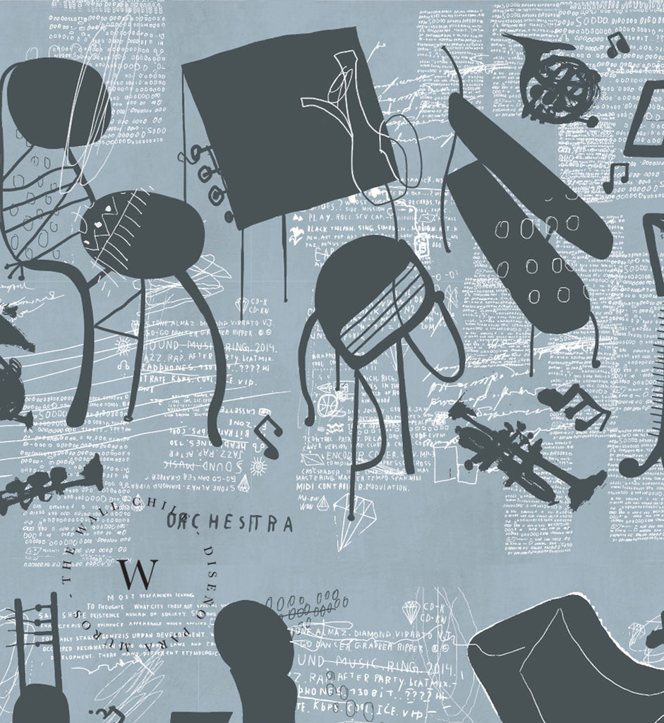 Papel Mural, Papel Pintado, Wallpaper, Mural, Empavonados, Vinilico Autoadhesivo para muros de la marca The Wall, diseño de tendencia Green Graffity The Wall, diseño de tendencia Music