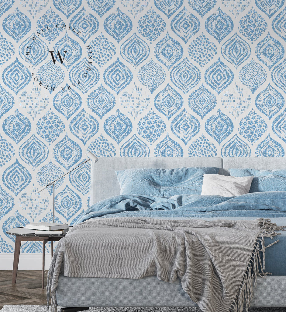 Papel Mural y Vinilico Autoadhesivo para muros de la marca The Wall, diseño de tendencia Blue Jazmine