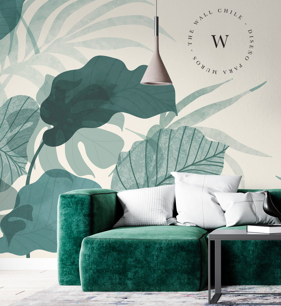 Papel Mural, Papel Pintado, Wallpaper, Mural, Empavonados, Vinilico Autoadhesivo para muros de la marca The Wall, diseño de tendencia Botanic Moustera