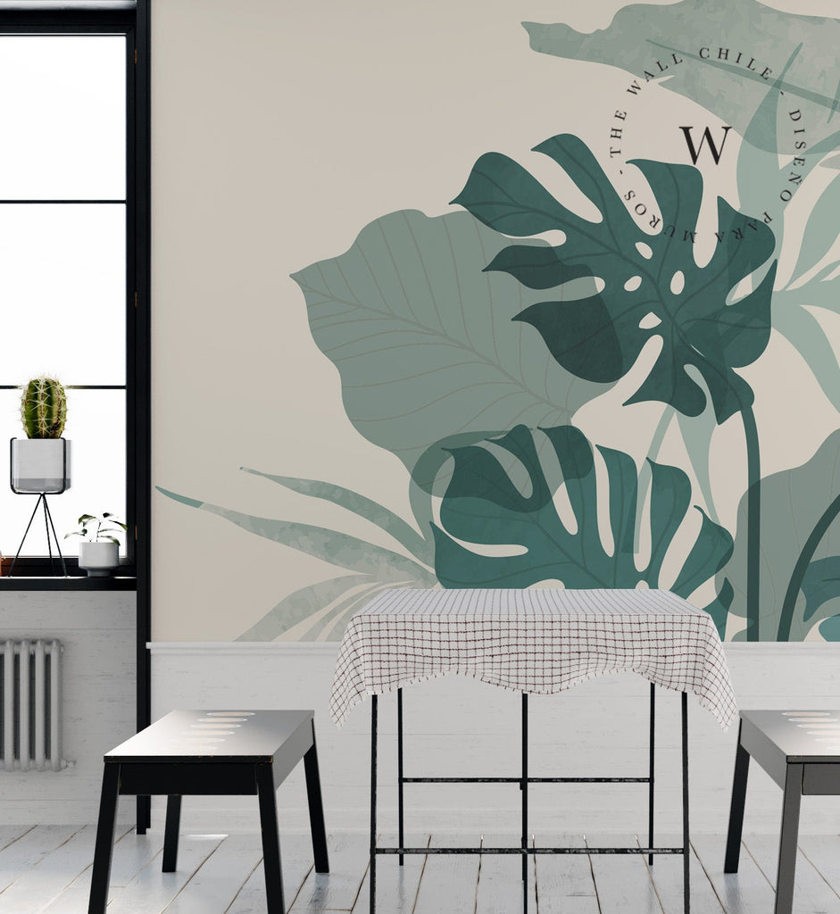 Papel Mural, Papel Pintado, Wallpaper, Mural, Empavonados, Vinilico Autoadhesivo para muros de la marca The Wall, diseño de tendencia Botanic Moustera