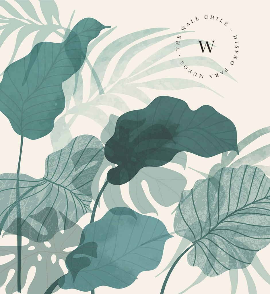 Papel Mural, Papel Pintado, Wallpaper, Mural, Empavonados, Vinilico Autoadhesivo para muros de la marca The Wall, diseño de tendencia Botanic Moustera