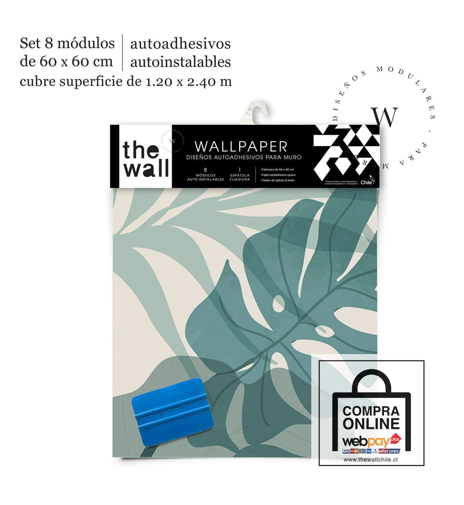 Papel Mural, Papel Pintado, Wallpaper, Mural, Empavonados, Vinilico Autoadhesivo para muros de la marca The Wall, diseño de tendencia Botanic Moustera