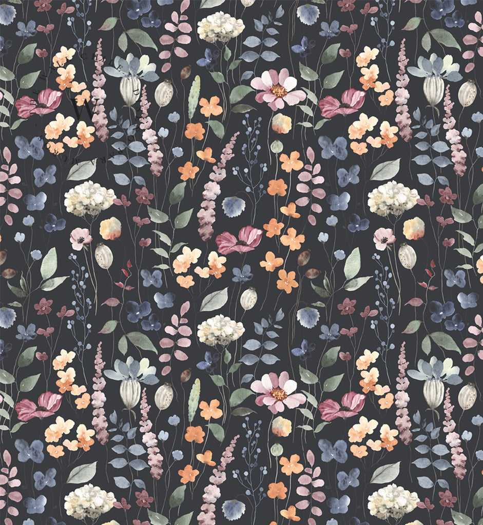 Papel Mural y Vinilico Autoadhesivo para muros de la marca The Wall, diseño de tendencia Dark Flowers