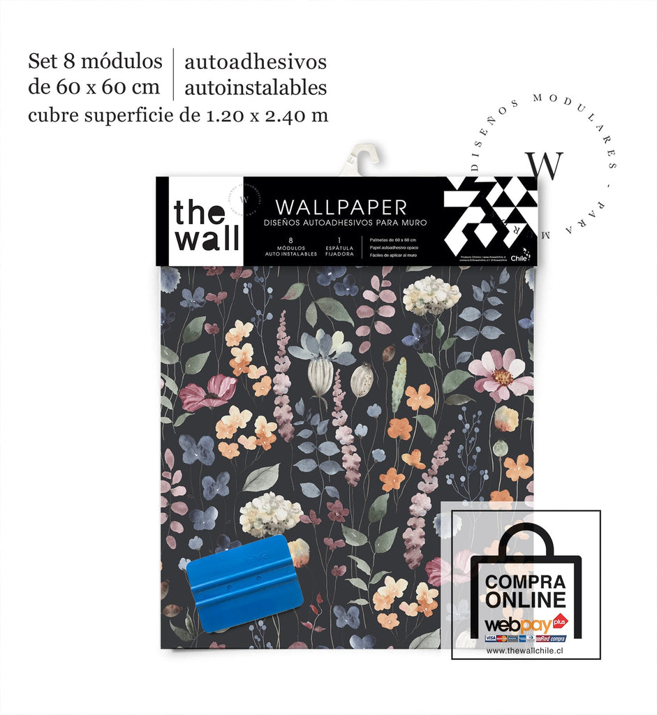 Papel Mural y Vinilico Autoadhesivo para muros de la marca The Wall, diseño de tendencia Dark Flowers