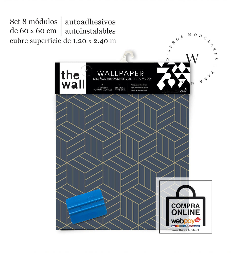 Papel Mural, Papel Pintado, Wallpaper, Mural, Empavonados, Vinilico Autoadhesivo para muros de la marca The Wall, diseño de tendencia Gold Cube