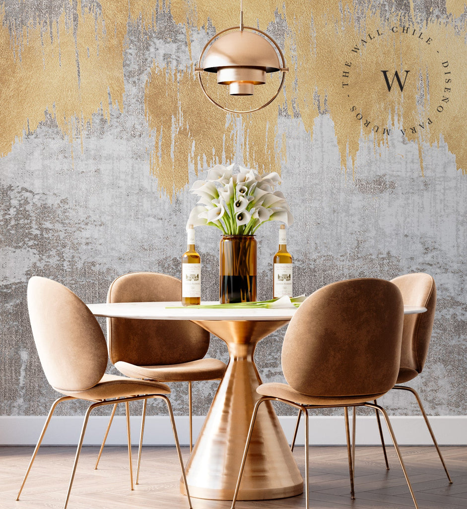 Papel Mural, Papel Pintado, Wallpaper, Mural, Empavonados, Vinilico Autoadhesivo para muros de la marca The Wall, diseño de tendencia Gold Paint