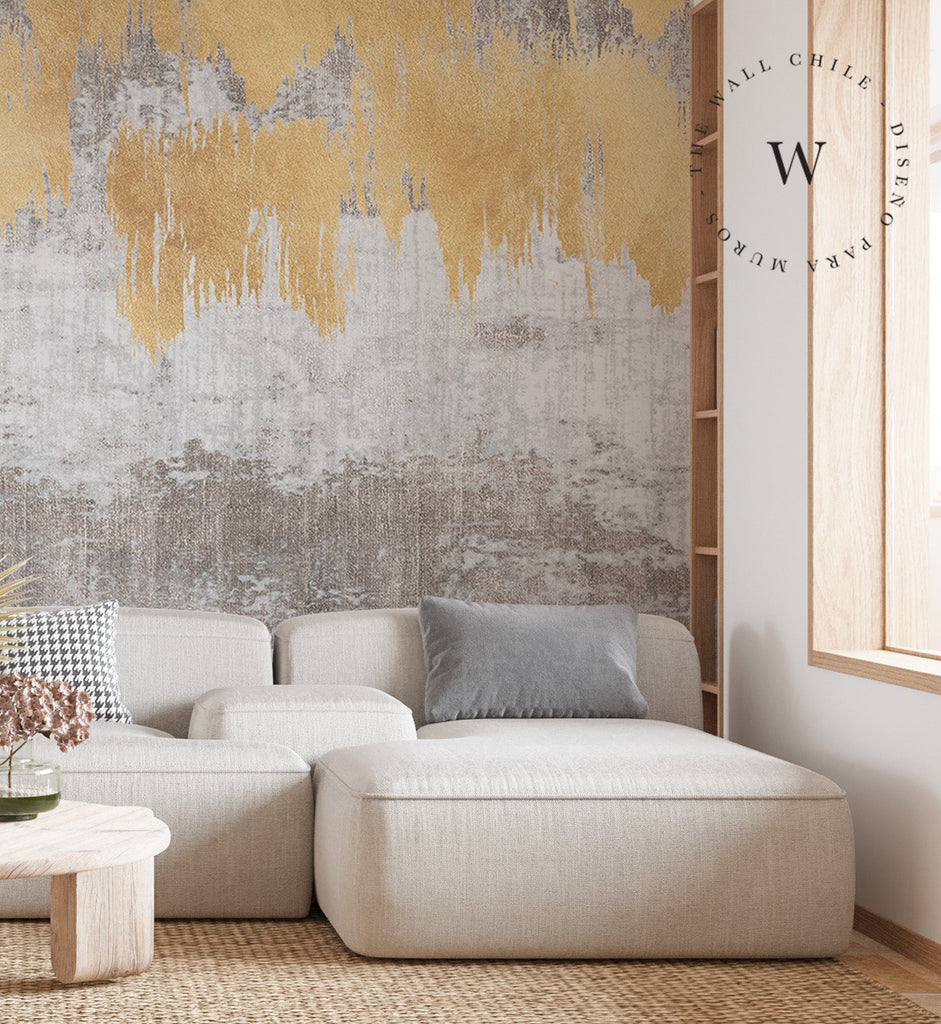 Papel Mural, Papel Pintado, Wallpaper, Mural, Empavonados, Vinilico Autoadhesivo para muros de la marca The Wall, diseño de tendencia Gold Paint