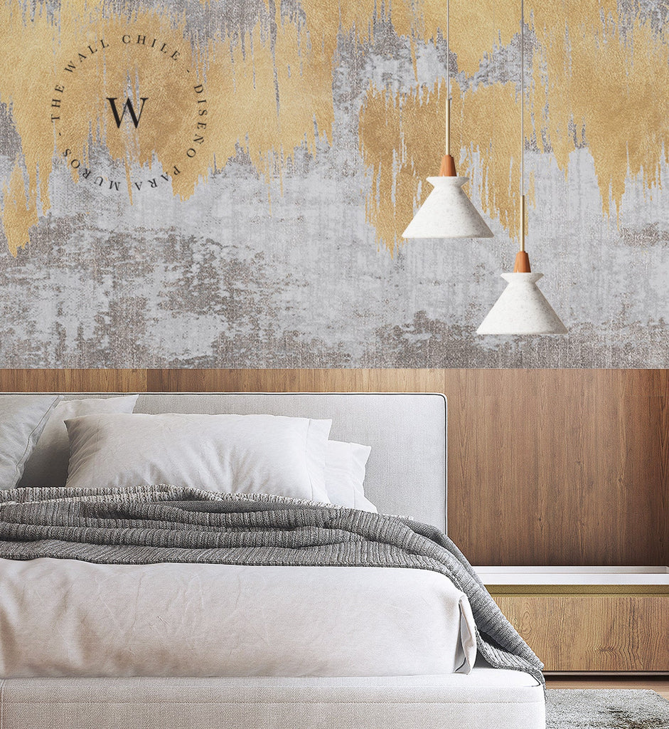 Papel Mural, Papel Pintado, Wallpaper, Mural, Empavonados, Vinilico Autoadhesivo para muros de la marca The Wall, diseño de tendencia Gold Paint