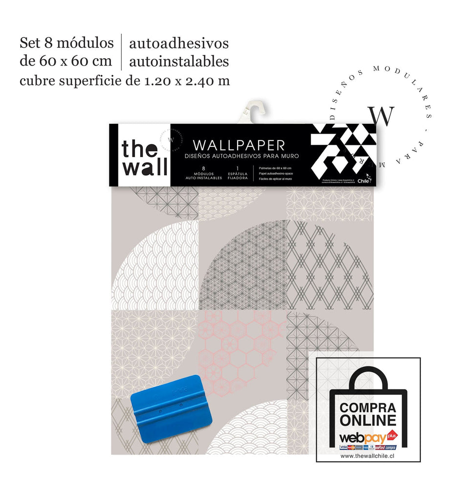 Papel Mural, Papel Pintado, Wallpaper, Mural, Empavonados, Vinilico Autoadhesivo para muros de la marca The Wall, diseño de tendencia Neo Japanese