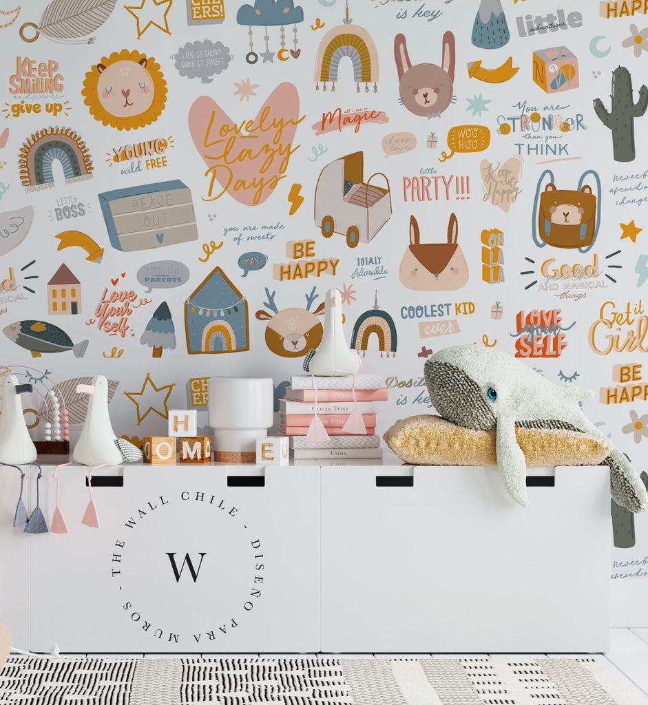 Papel Mural y Vinilico Autoadhesivo para muros de la marca The Wall, diseño de tendencia Popurri
