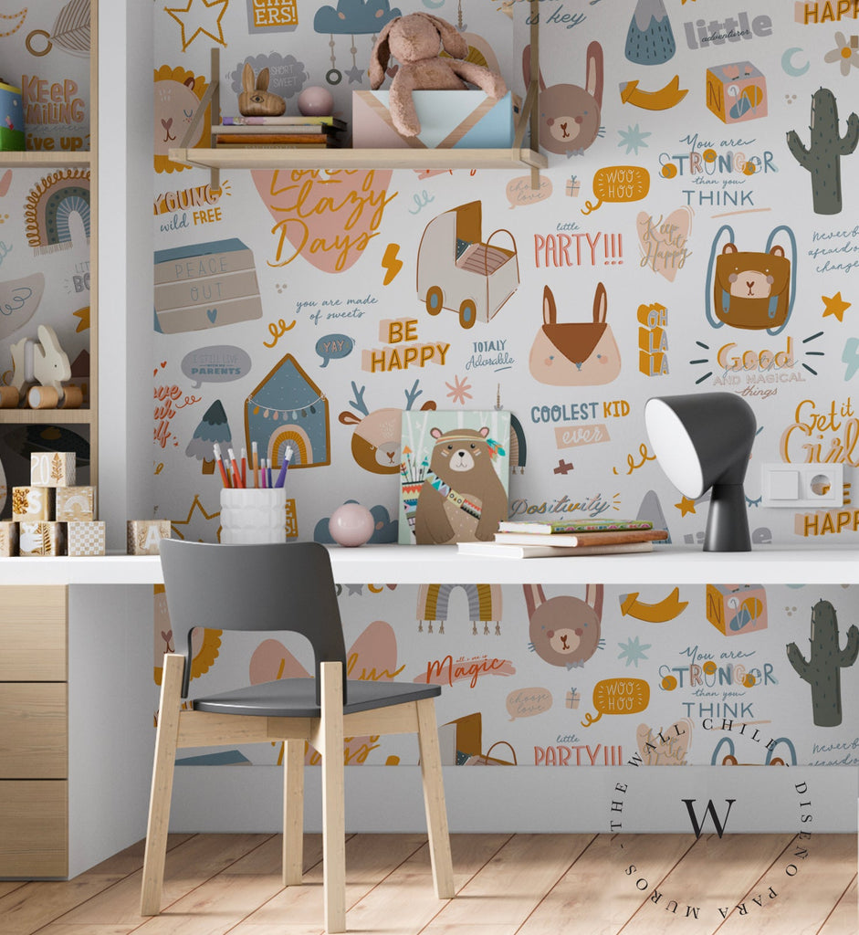 Papel Mural y Vinilico Autoadhesivo para muros de la marca The Wall, diseño de tendencia Popurri