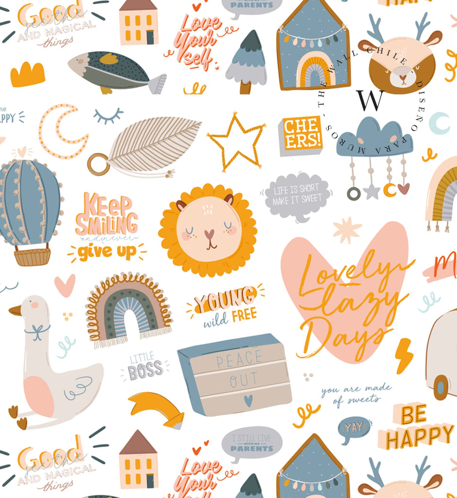 Papel Mural y Vinilico Autoadhesivo para muros de la marca The Wall, diseño de tendencia Popurri