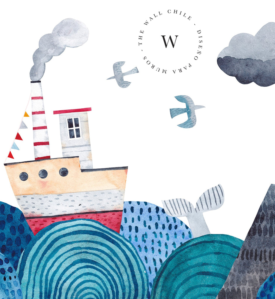 Papel Mural y Vinilico Autoadhesivo para muros de la marca The Wall, diseño de tendencia Seascape