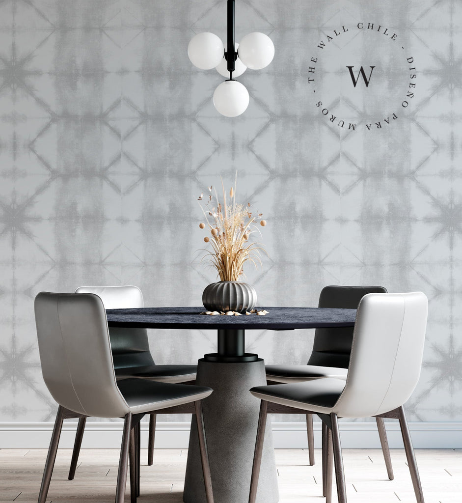 Papel Mural, Papel Pintado, Wallpaper, Mural, Empavonados, Vinilico Autoadhesivo para muros de la marca The Wall, diseño de tendencia Shibori Grey