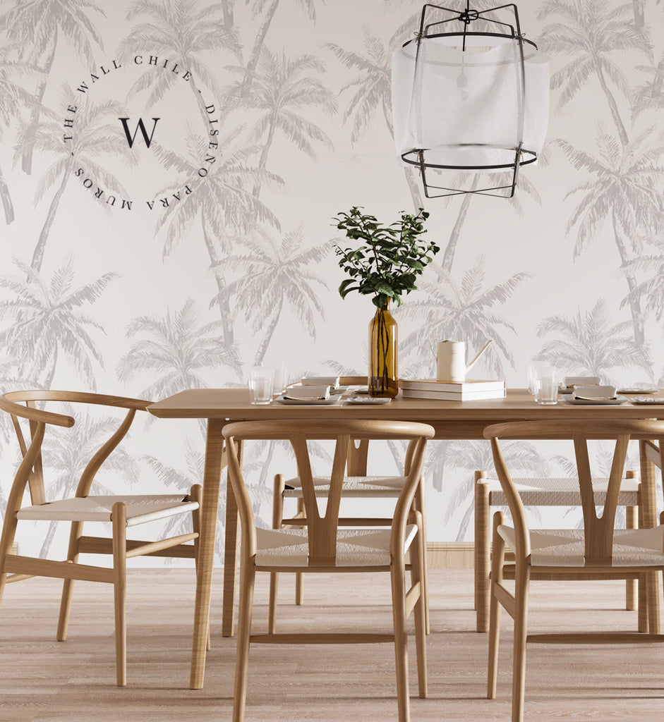 Papel Mural, Papel Pintado, Wallpaper, Mural, Empavonados, Vinilico Autoadhesivo para muros de la marca The Wall, diseño de tendencia Soft Palm