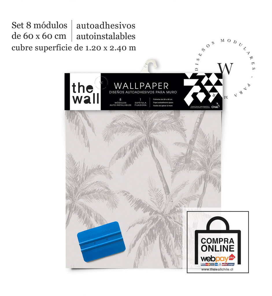 Papel Mural, Papel Pintado, Wallpaper, Mural, Empavonados, Vinilico Autoadhesivo para muros de la marca The Wall, diseño de tendencia Soft Palm