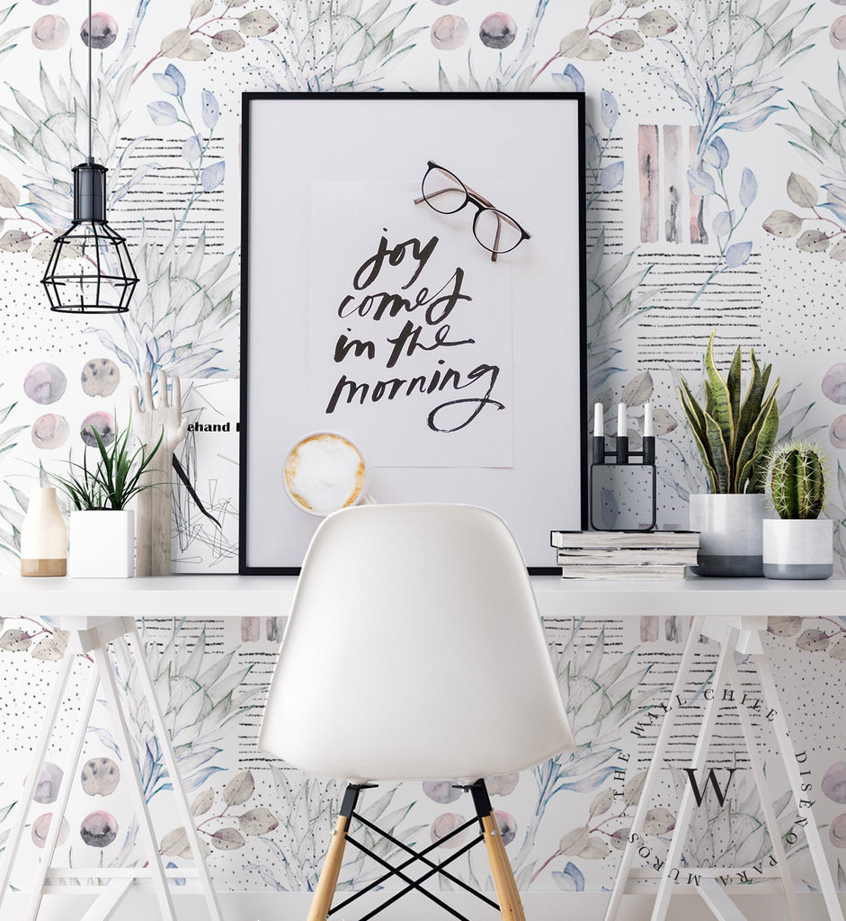 Papel Mural, Papel Pintado, Wallpaper, Mural, Empavonados, Vinilico Autoadhesivo para muros de la marca The Wall, diseño de tendencia Soft Protea