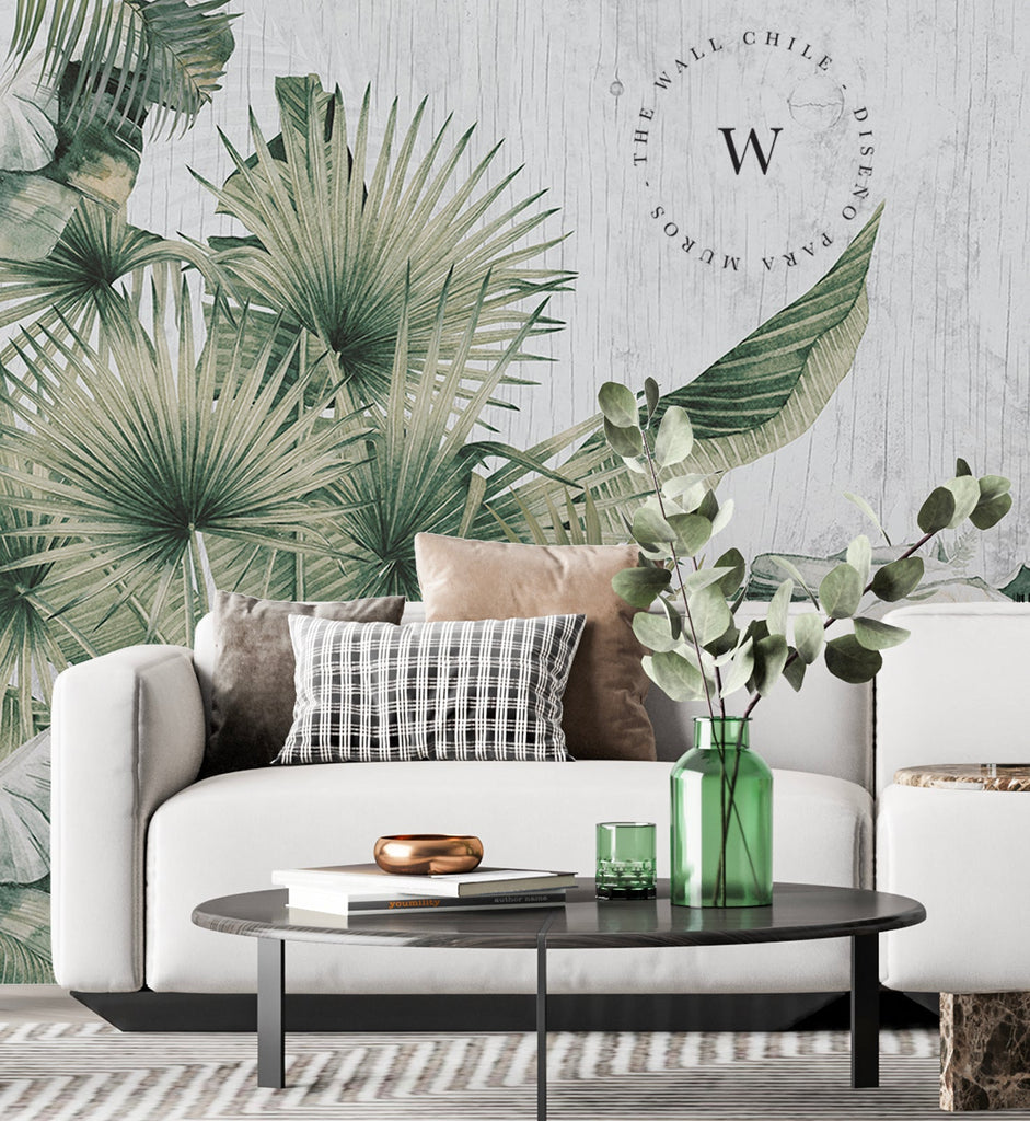Papel Mural y Vinilico Autoadhesivo para muros de la marca The Wall, diseño de tendencia Tropic Papiro