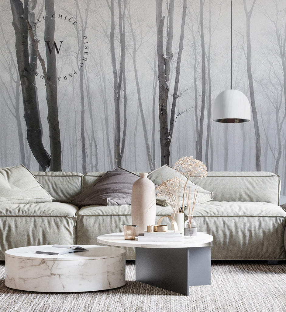 Papel Mural, Papel Pintado, Wallpaper, Mural, Empavonados, Vinilico Autoadhesivo para muros de la marca The Wall, diseño de tendencia White Forest