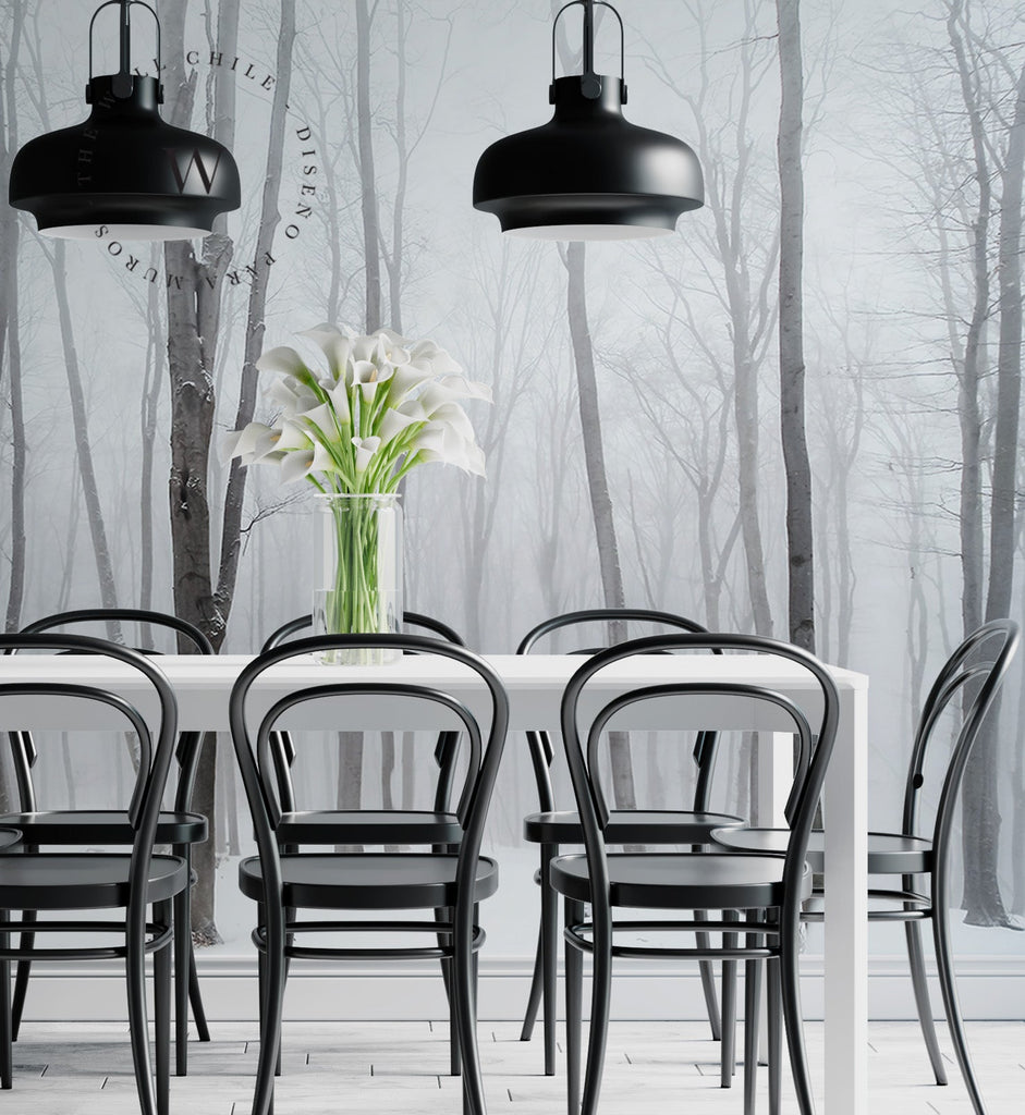 Papel Mural, Papel Pintado, Wallpaper, Mural, Empavonados, Vinilico Autoadhesivo para muros de la marca The Wall, diseño de tendencia White Forest