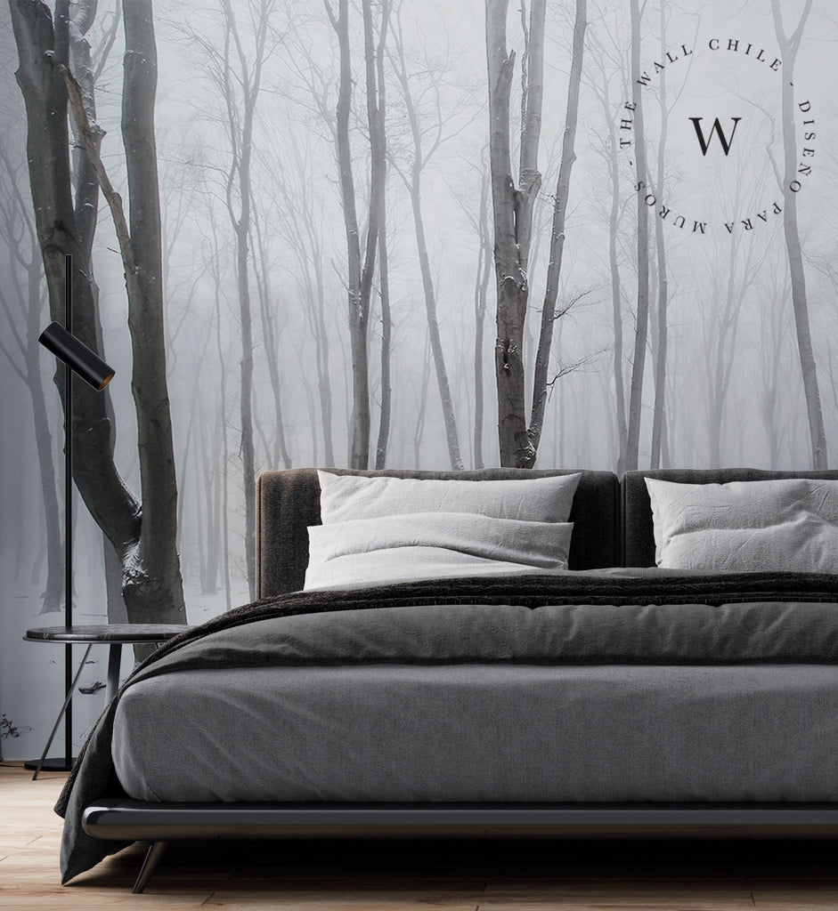 Papel Mural, Papel Pintado, Wallpaper, Mural, Empavonados, Vinilico Autoadhesivo para muros de la marca The Wall, diseño de tendencia White Forest