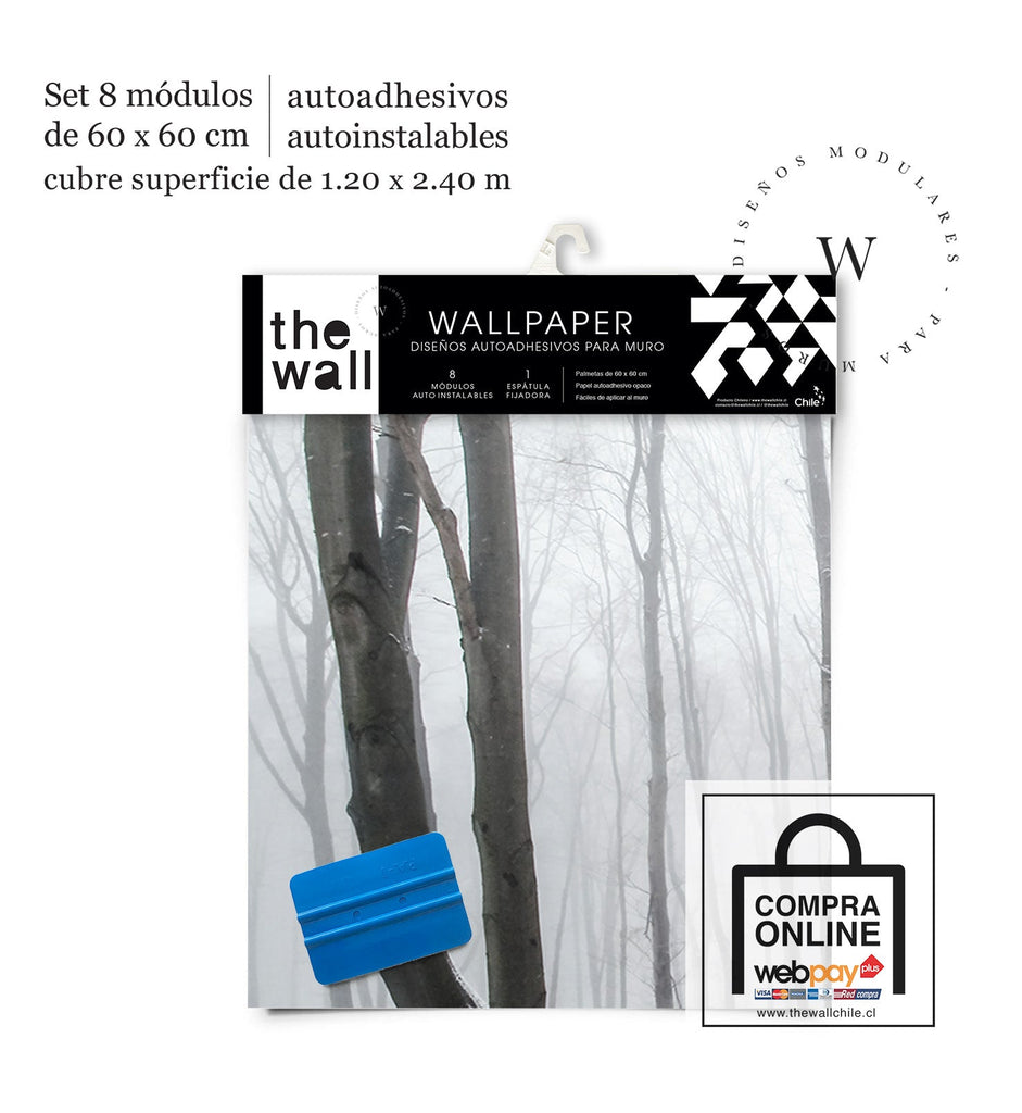 Papel Mural, Papel Pintado, Wallpaper, Mural, Empavonados, Vinilico Autoadhesivo para muros de la marca The Wall, diseño de tendencia White Forest