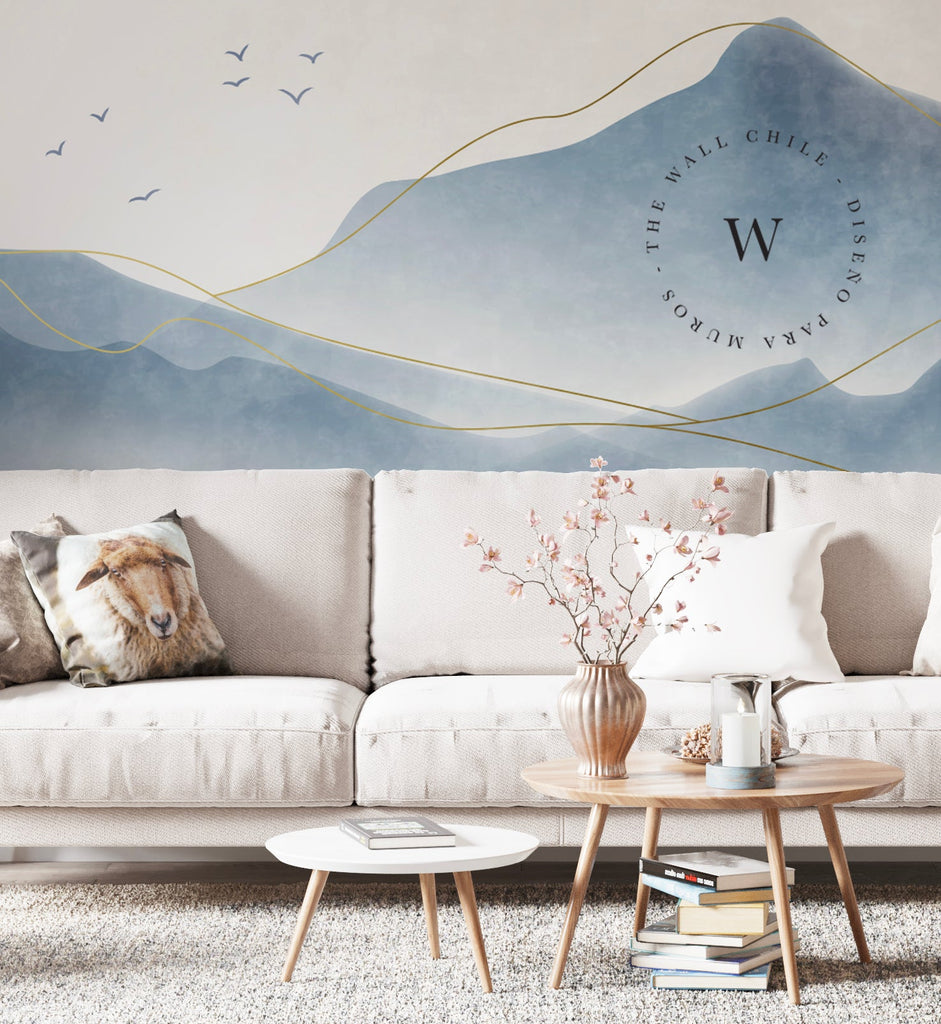 Papel Mural, Papel Pintado, Wallpaper, Mural, Empavonados, Vinilico Autoadhesivo para muros de la marca The Wall, diseño de tendencia Zen Mountain