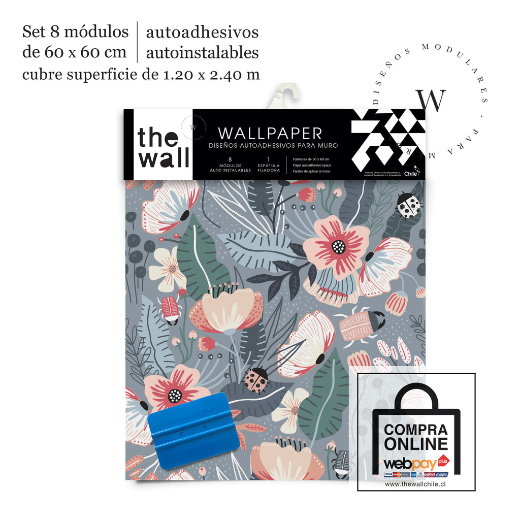 Papel Mural y Vinilico Autoadhesivo para muros de la marca The Wall, diseño de tendencia Bugs Flowers