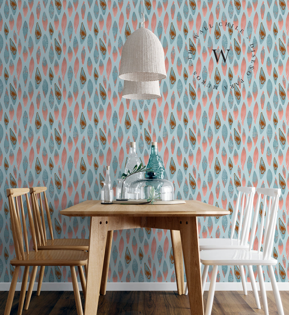 Papel Mural, Papel Pintado, Wallpaper, Mural, Empavonados, Vinilico Autoadhesivo para muros de la marca The Wall, diseño de tendencia Indie