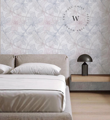 Papel Mural, Papel Pintado, Wallpaper, Mural, Empavonados, Vinilico Autoadhesivo para muros de la marca The Wall, diseño de tendencia Pastel Flowers