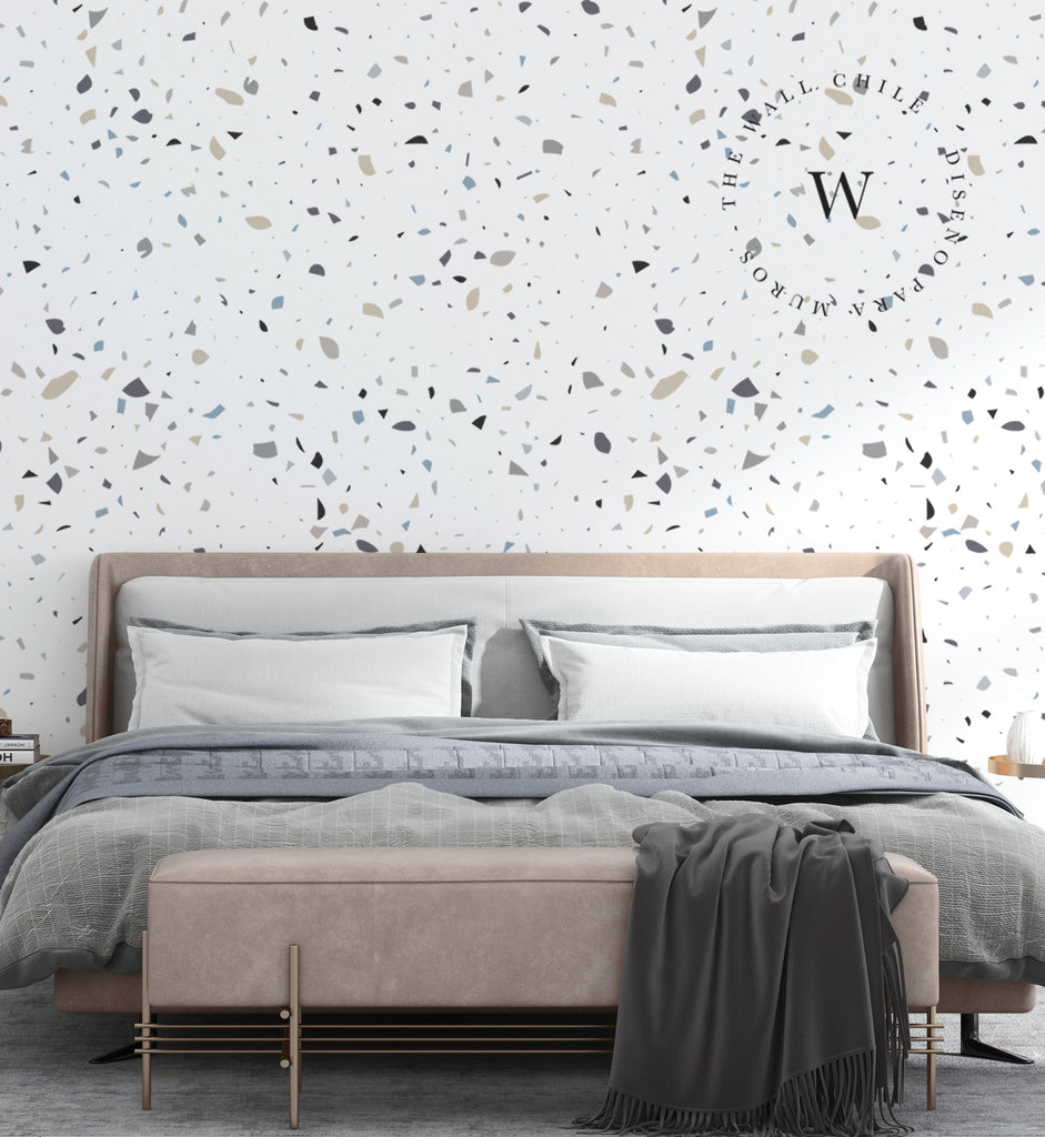 Papel Mural, Papel Pintado, Wallpaper, Mural, Empavonados, Vinilico Autoadhesivo para muros de la marca The Wall, diseño de tendencia Soft Terrazzo Beige