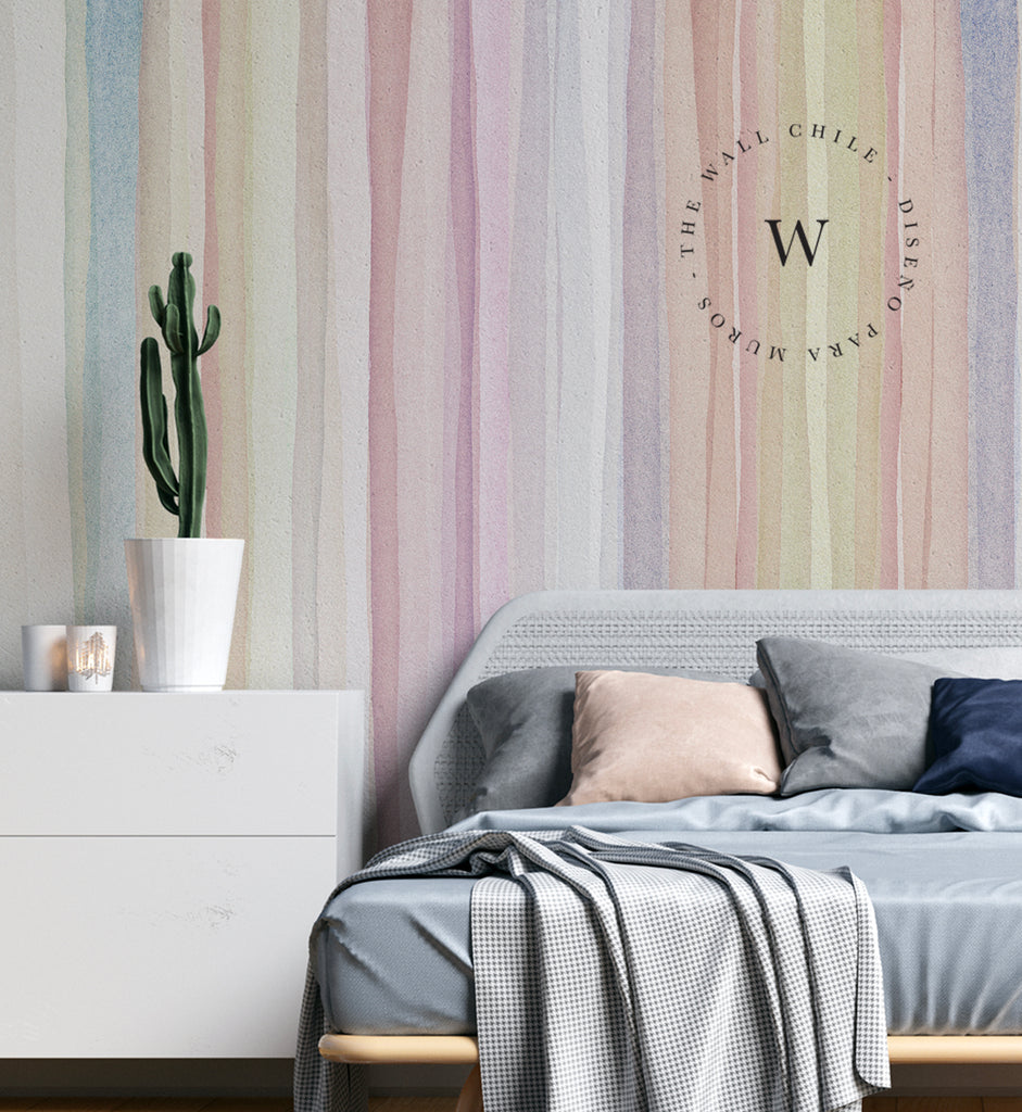 Papel Mural, Papel Pintado, Wallpaper, Mural, Empavonados, Vinilico Autoadhesivo para muros de la marca The Wall, diseño de tendencia Soft Rainbow